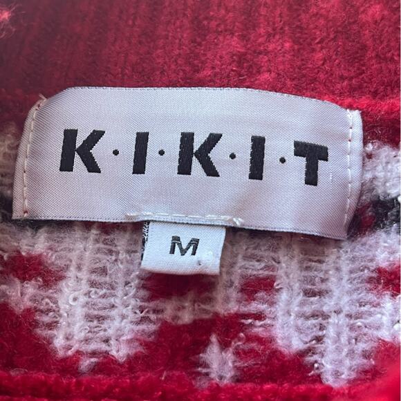 New ~ KIKIT ~ Racing Red Mockneck Long Sleeve Sweater Size Medium - Picture 4 of 5